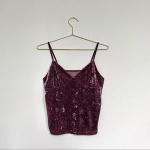 American Eagle Size S Crushed Velvet Camisole Tank Top in Purple